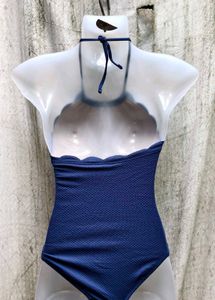 Navy Blue Halter Swimsuit