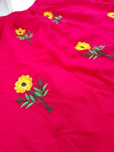 Pink Embroidered Bell Sleeve Top