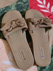 Zudio Bow Detail Beige Slides