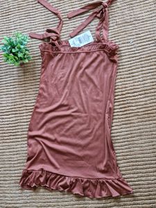 Cute Tie Strap Ruffle Mini Dress