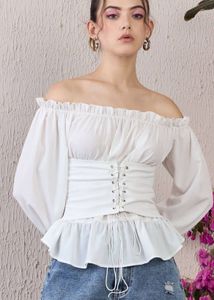 White Bardot Top With Off Shoulder