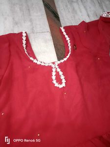 Gajri Colour Beautiful Lace Detailing Naira Kurta