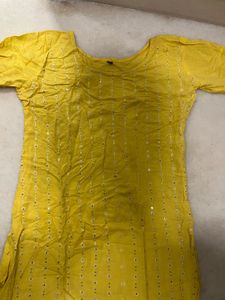 Yellow Embellished Kurti