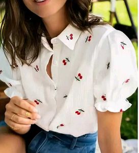 korean Cherry Print Top