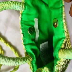 H&amp;M Green Straw Sling Bag