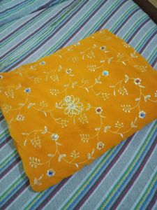 Kundan Heavy Work Saree In Georgette Febric