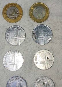 Cross Coin 2 Rupee And 10 Ruppee