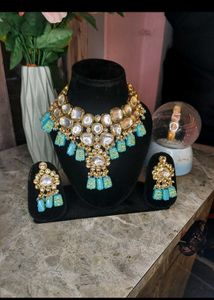Sky Blue Royal Kundan Jewelry Set