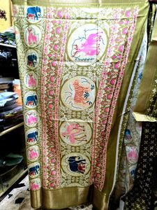 Olive Green Jaquard Silk Saree