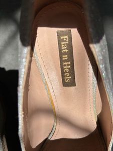 Sparkly Silver Wedge Heels
