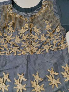 Elegant Embroidered Grey Anarkali