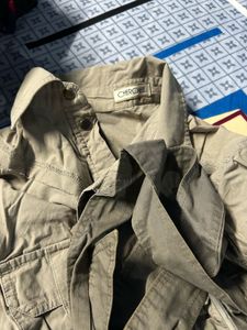 Khaki Button-Up Shirt dress