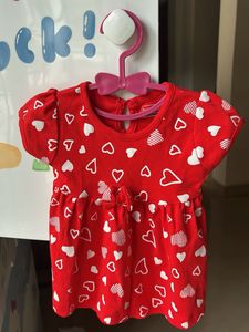 Cute Little Red Heart Baby Girl Frock