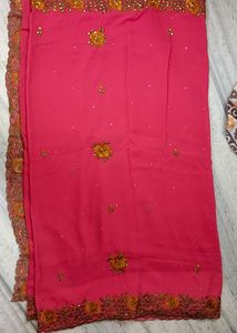 Vibrant Pink Georgette Saree
