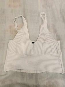 White Ribbed Crop Top