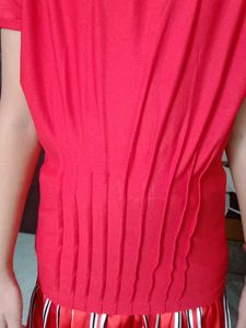 Cute Girls Red Striped Dress combo set