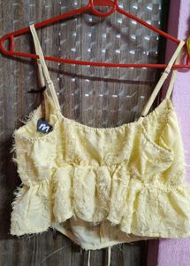 Yellow Peplum Strap Top💛