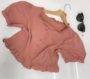 Dusty Rose Ruffle Blouse