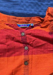 Red &amp; Orange Checkered Midi Dress