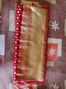 Red &amp; Gold Brocade Saree [2 Colour Mix]🎊🎉 Sale