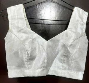 Silver Shimmer Stitched Blouse🤍 Full Margin