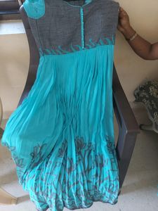 Cyan Color Long Frock