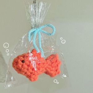 !!RESTOCK!! Crochet Goldfish in a bag keychain