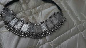 Oxidized Sliver Neck Piece and Earing