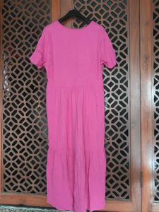Pink Tiered Midi Dress
