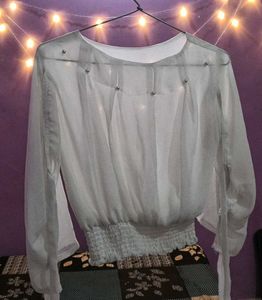Sheer Pearl Embellished Top