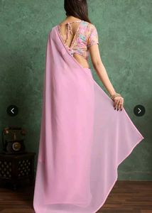 Elegant Pink Georgette Saree
