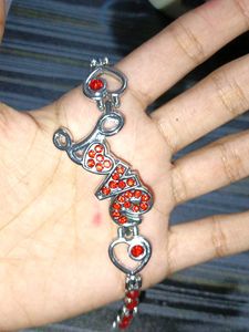 &#34;Crimson Love Heart Charm Bracelet&#34;