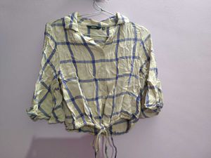 Checkered Tie-Front Top