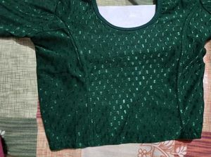 Emerald Green Readymade Saree Blouse