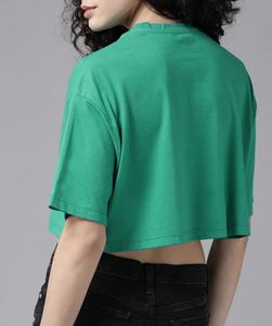 Green Solid drop Shoulder Sleeves Oversized