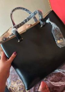 Mango Solid Minimalist Black Tote Bag