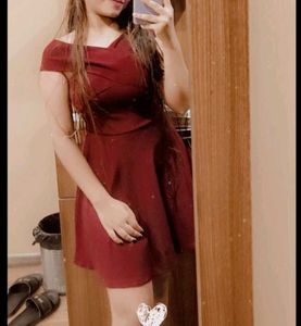 Women Skater Maroon Dress