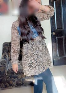 Leopard Print Dress with Denim Detailing | Worn On