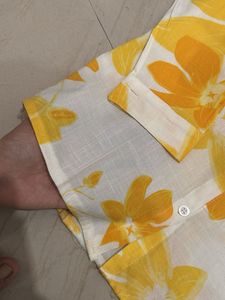 Yellow Floral shirt with crop top