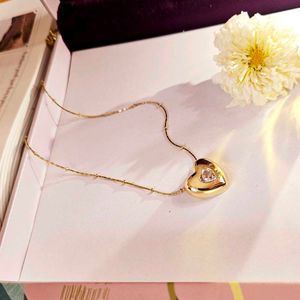 Gorgeous Chunky Golden Heart Pendant Necklace