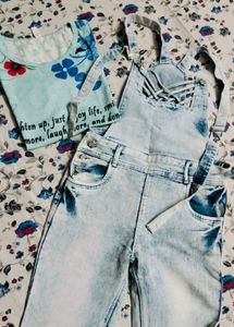 Denim Dungaree With Tshirt