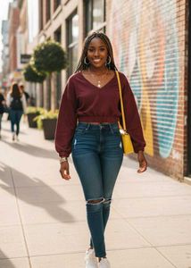 shein rust full sleeve top winter perfect