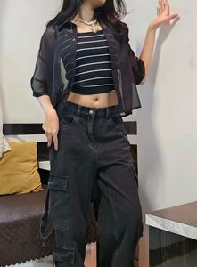 Black Cargo Pants Outfit with tank top