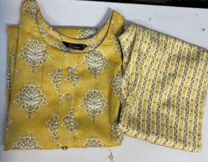 Yellow Printed Kurta