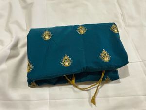 Teal &amp; Gold Embroidered Kurti Set