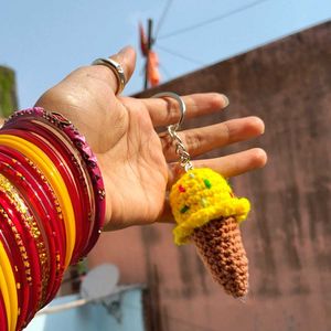 Crochet Ice Cream Keychain