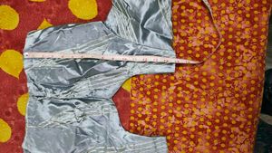 Beautiful Grey Saree With Stitched Blouse.