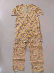 Yellow Printed Kurta Set