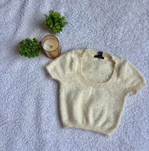 Cozy Knit Butter Yellow Crop Top