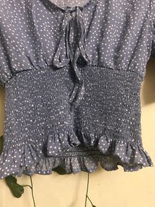 Floral Tie-Front Smocked Blouse